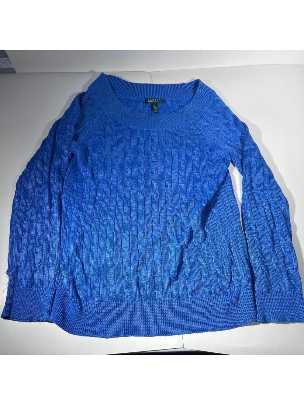 Lauren Ralph Lauren blue cable knit sweater Size L